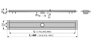 Душевой трап AlcaPlast APZ13-Stream 750 / 850 / 950, 75 см