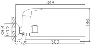 Смеситель для ванны Ledeme L2238-B