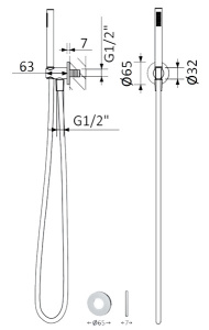 Душевая лейка со шлангом Bruma Leaf 1455914SR Sunrise