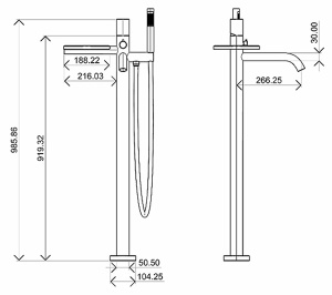 Смеситель для ванны Boheme Stick 129-BCR.2 Black Touch Chrome напольный